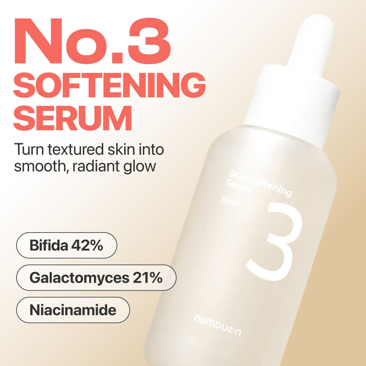 Numbuzin No.3 Skin Softening Serum bottle detail