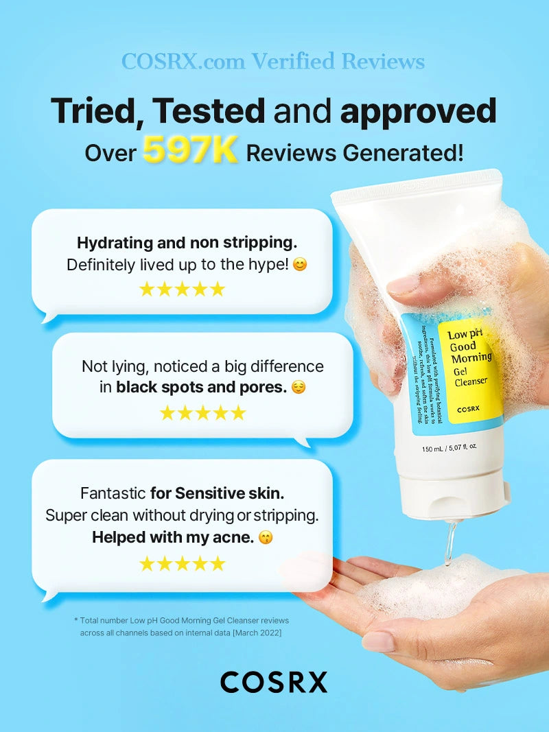 COSRX Low pH Good Morning Gel Cleanser bottle detail